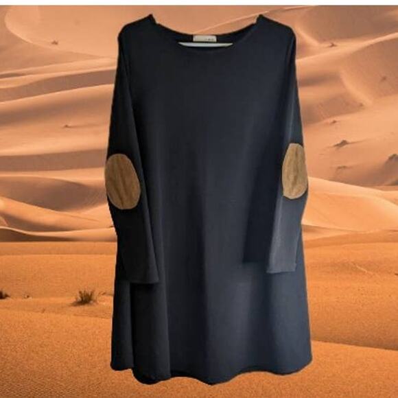 a. gain Large black long sleeve with elbow patch design dress. Fall, Office. - Picture 1 of 1